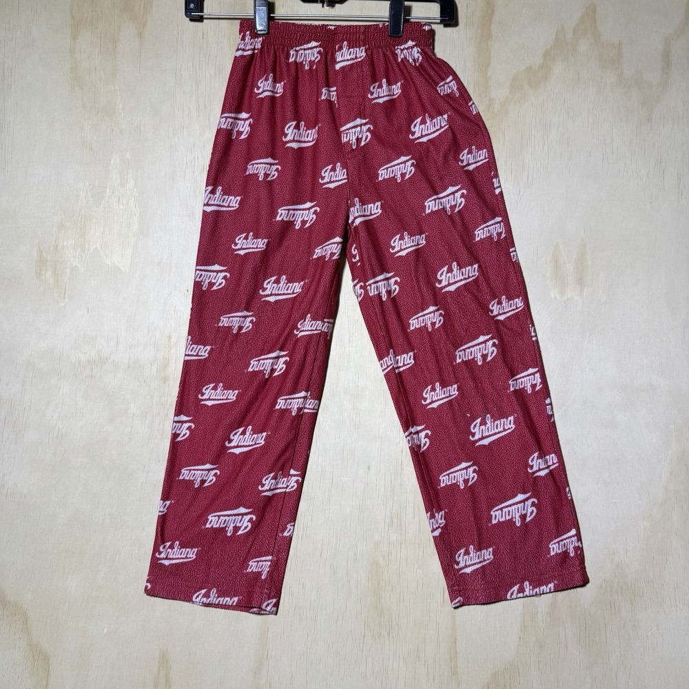 Indiana Hoosiers Kids Size 7 Red Pajama Pants NCAA Logo Fleece Lounge Sleep GEN2